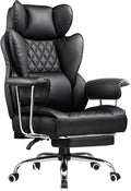 COMHOMA Big and Tall Office Chair, High Back Leather Gaming Chair with Footrest,