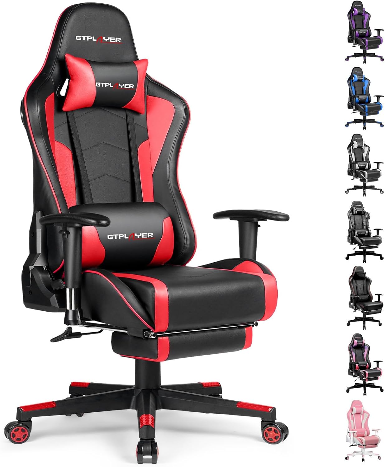 GTPLAYER Gaming Chair with Footrest Speakers Video Game Chair Bluetooth Music Heavy Duty Ergonomic Computer Office Desk Chair