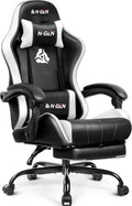 N-GEN GAMING Video Gaming Chair with Footrest Lumbar Support for Home Office High Back Recliner Height