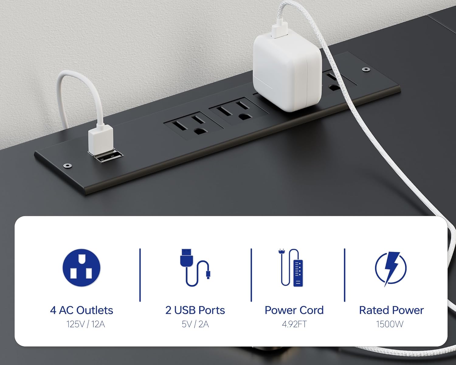 Pamray 71 Inch Large Computer Desk with Power Outlets,U Shaped Corner Desk for Home Office Work and Gaming Black