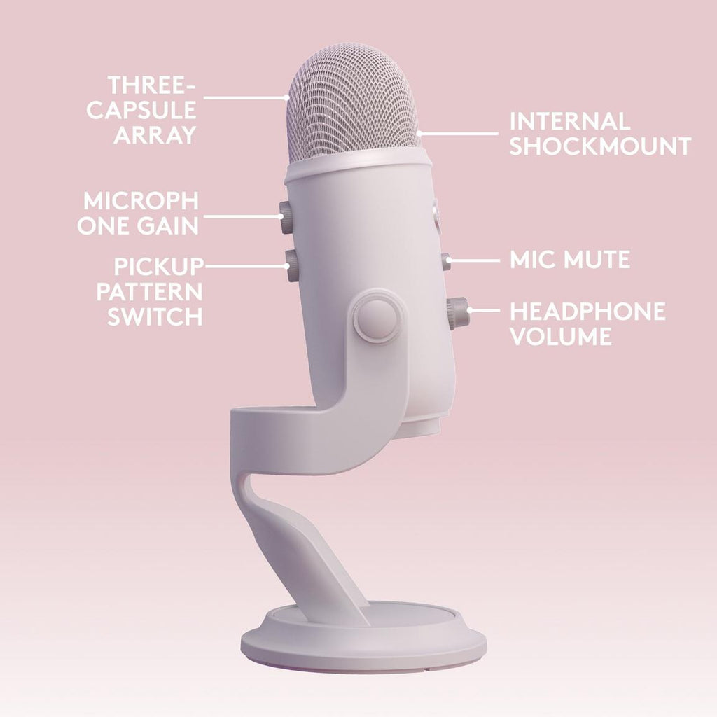 Blue Microphone Yeti Aurora Collection USB Microphone White Mist